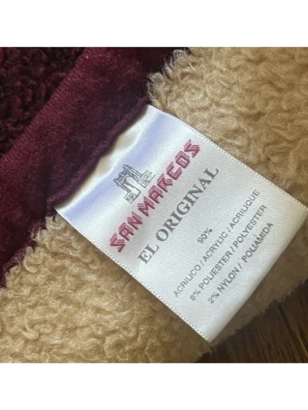 Vintage San Marcos Original Floral Rose Blanket Burgundy Acrylic Made in Mexico